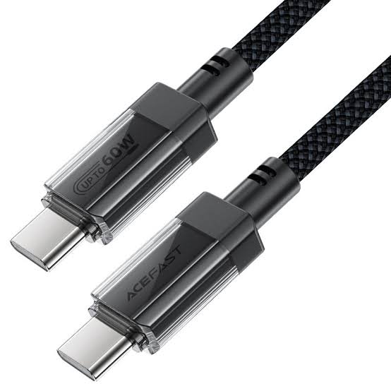 Acefast USB-C to USB-C Transparent Shell Stainless Steel Charging Data Cable — image 1