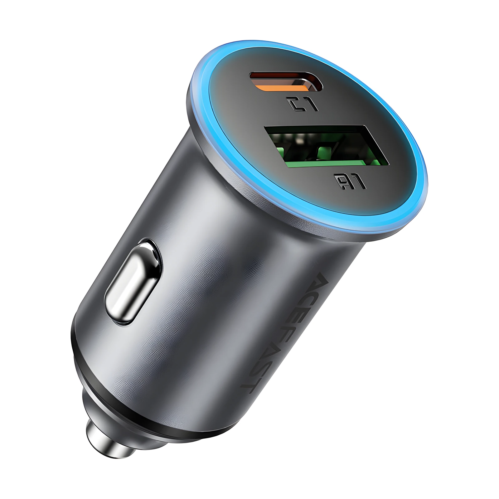 Acefast USB-A + USB-C dual port metal car charger B15, image 1