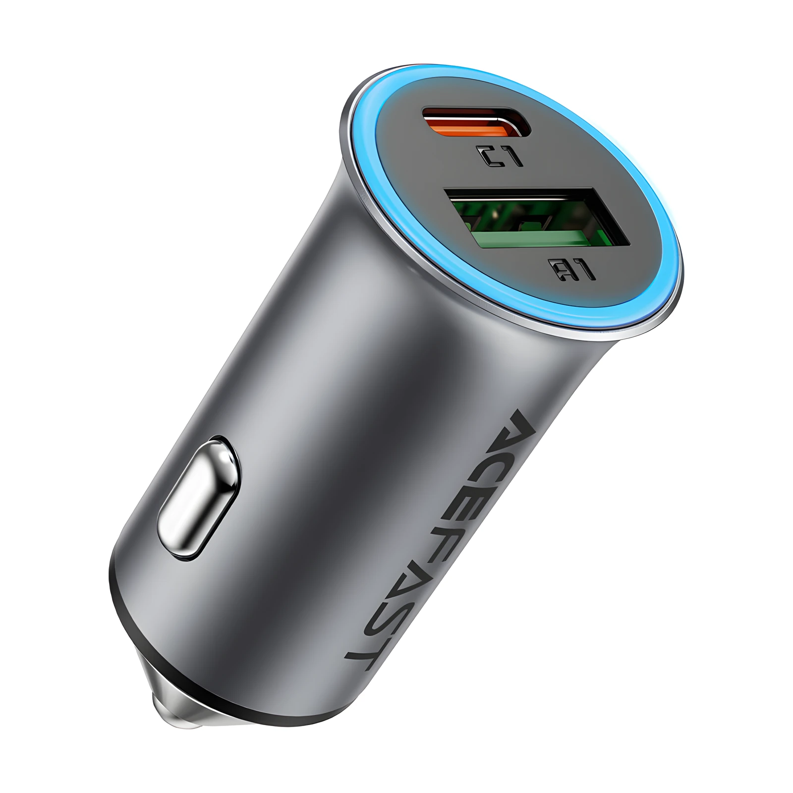 Acefast USB-A + USB-C dual port metal car charger B16, image 1